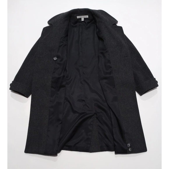 Larry Levine Women's Overcoat Size 8 Gray 100% Wool Double Breasted Winter Coat - Picture 6 of 14